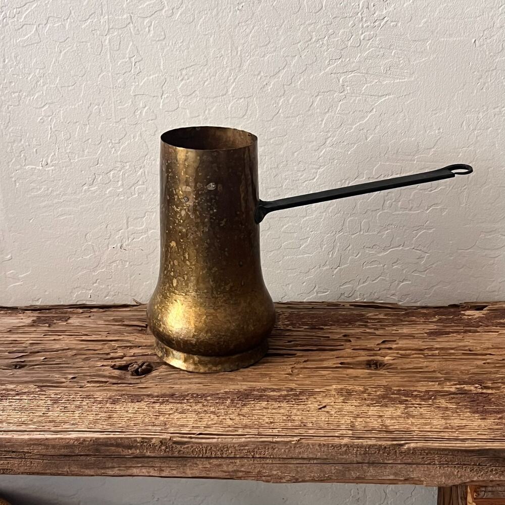 Vintage Hammered Copper Brass Coffee Pot 7.5" Turkish Cezve Pourer